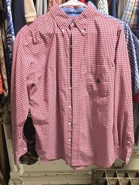 Chaps MEDIUM Men’s Red Check Button-Down Shirt
